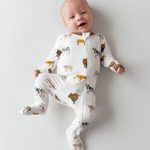 4/$15 Forest Animal Print Baby One Piece Baby Boho Bear Double Zip
